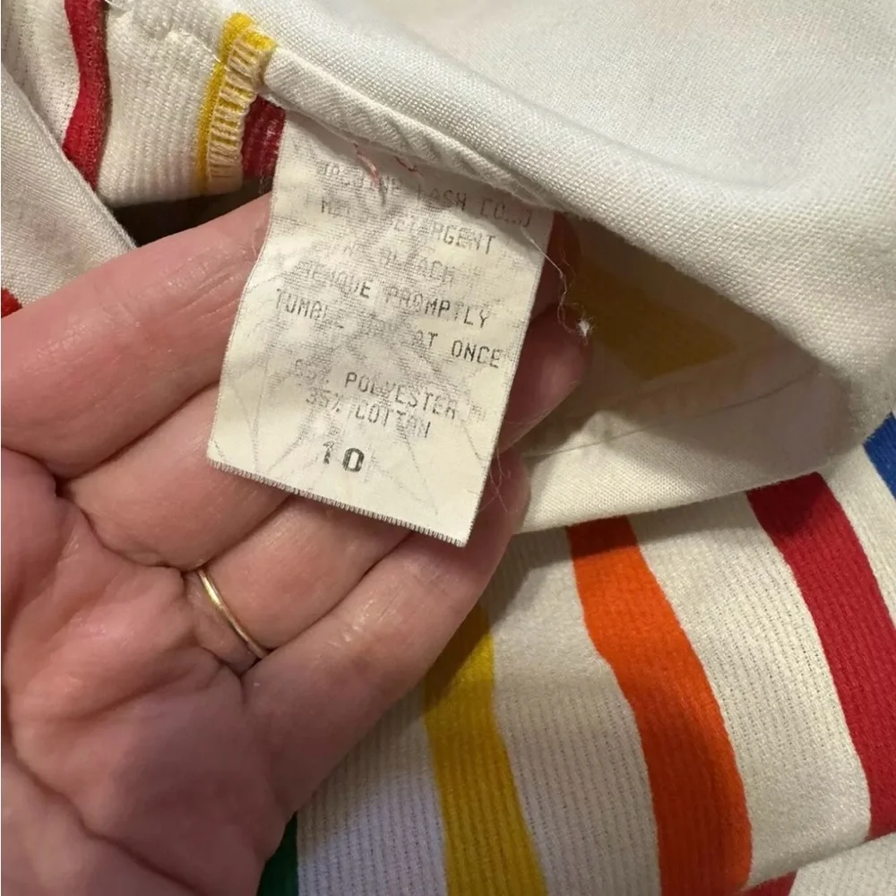 Ashton Connor Vintage Kite Appliqué Rainbow Striped Bib Dress Sz 10 USA made - Picture 6 of 6